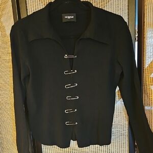 The Kooples Black Pullovet with Safety Pin Accents